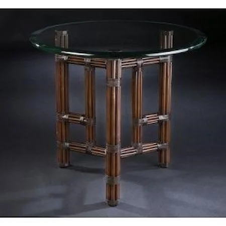 30" Cricle Rattan Frame End Table